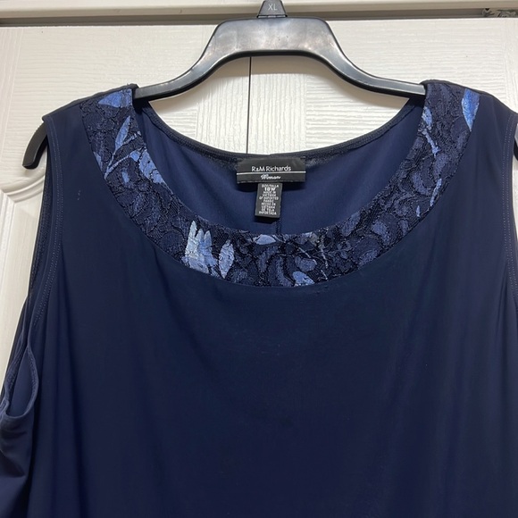 R&M Richards Midnight Blue Sleeveless Midi Dress Size 18W - Picture 2 of 4